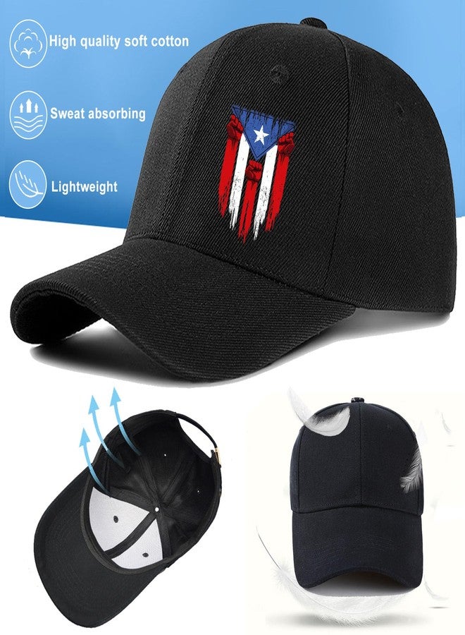 viofre Baseball Cap for Men Puerto Rico Flag Hats for Men Cotton Black Baseball Hat for Mens Snapback Hats Trucker Dad Hat Snap Back Flat Bill Men's Caps for Golf Running Patriotic Accessories Gifts - Image 5